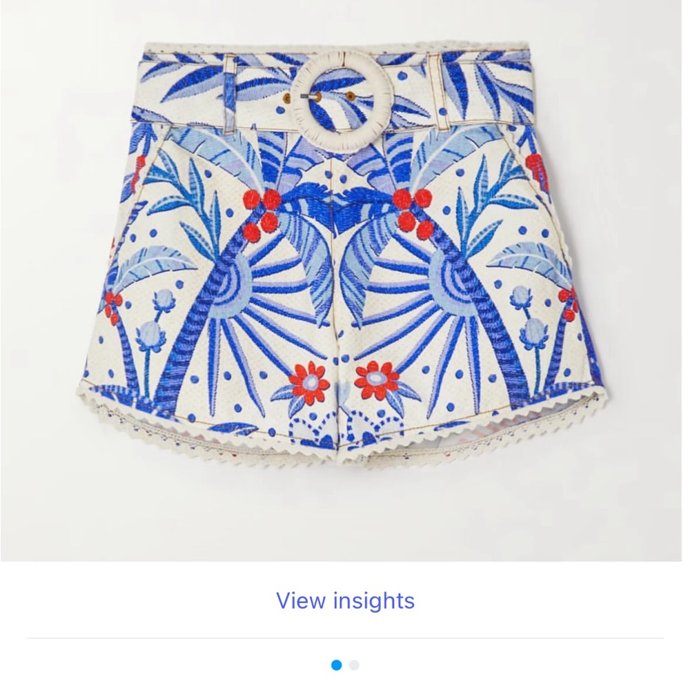 FARM Rio Blue and White Tropical High Waist Shorts